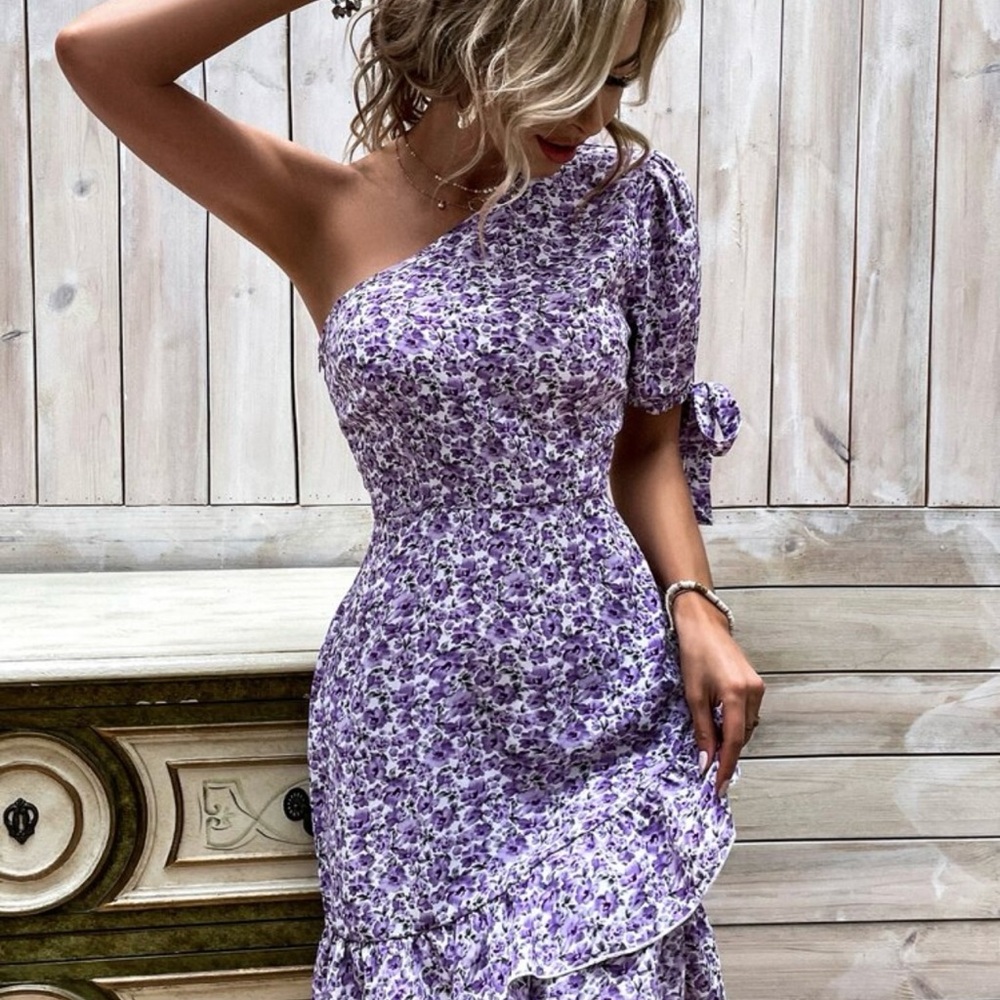 Floral One-Shoulder Dress